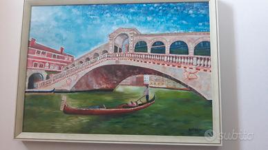 Quadro Venezia Ponte di Rialto 50 x 70, olio su te