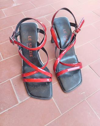 sandali con tacco, rosse