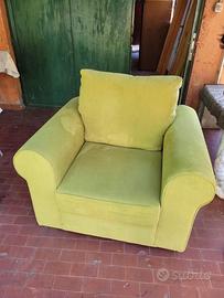 poltrona velluto verde pisello