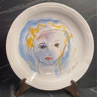 Piatto d'arte Ernesto Treccani "Volto Gentile"
