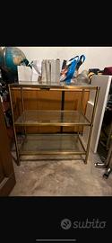 Libreria mobiletto etagere ottone e vetro