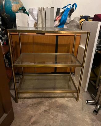 Libreria mobiletto etagere ottone e vetro
