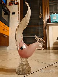 Gallo in vetro di Murano e cristallo al piombo