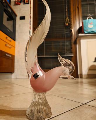 Gallo in vetro di Murano e cristallo al piombo