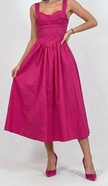 Abito Midi Fucsia con Corpetto a Corsetto 
