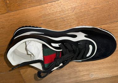 Men's Gucci Re-Web trainer nero e bianco uomo 44
