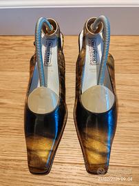 👠 Scarpe Valleverde Pelle Gialla/Nera — Lavorazio