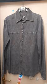 D&G Archive – Camicia Denim Grigio con Placca Oro 