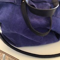 Borsa bluette vera pelle scamosciata
