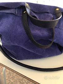 Borsa bluette vera pelle scamosciata