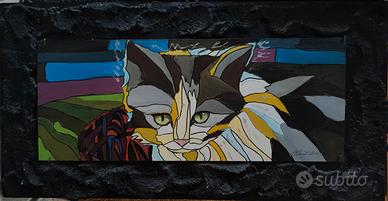 Quadro pittura dipinto gatto
