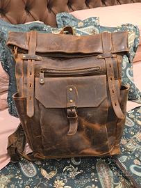 Zaino in vero cuoio hand made in Thailandia