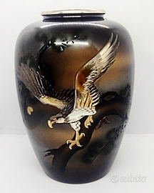 Antico Vaso bronzo giapponese aquila