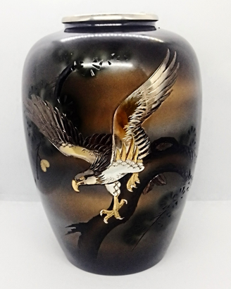 Antico Vaso bronzo giapponese aquila