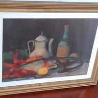 QUADRO CON CORNICE E VETRO - olio  su tela 91x70,5