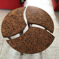 Tavolino salotto etnico in legno con intarsi