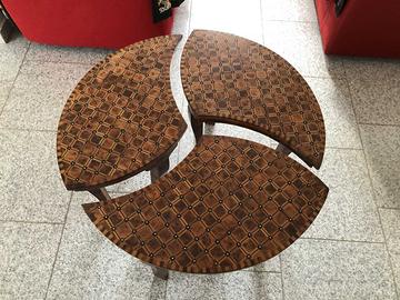 Tavolino salotto etnico in legno con intarsi