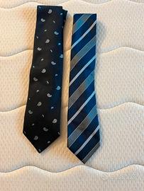 Set 2 cravatte fantasia di colore blu