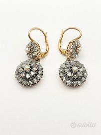 Orecchini oro 18KT con diamanti e perle 1920.