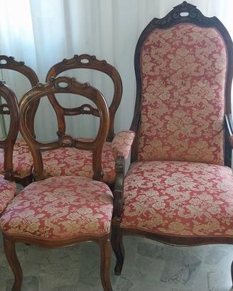set 4 sedie e 1 poltrona vintage