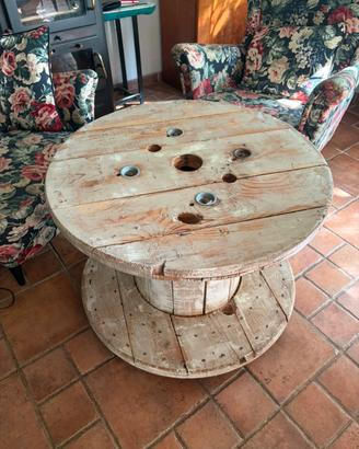 Tavolino bobina stile industriale shabby