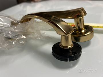 Maniglia porta ottonata - coppia - con inserti