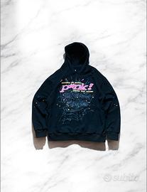 felpa sp5der nera con cappuccio