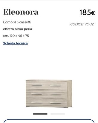 comò Eleonora colore olmo nuovo in cartone