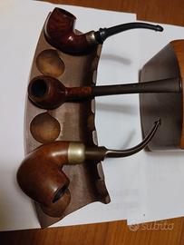 Numero 3 pipe con porta tabacco e porta pipe 