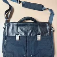 Borsa Piquadro uomo in pelle e tessuto tecnico blu