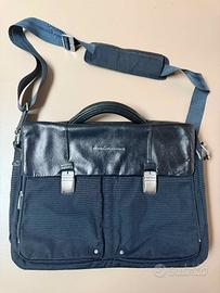 Borsa Piquadro uomo in pelle e tessuto tecnico blu