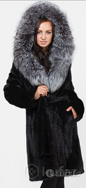 Cappotto in Pelliccia Visone nero Volpe argentata