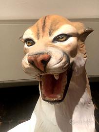 GRANDE STATUA DI FELINO-PUMA DIPINTO A MANO cm 89