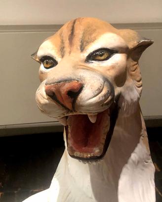 GRANDE STATUA DI FELINO-PUMA DIPINTO A MANO cm 89