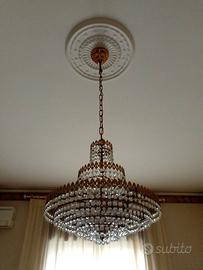 Lampadario in cristallo con 2 bajour