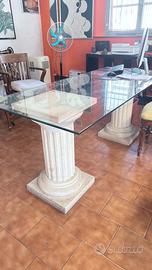 Tavolo in cristallo con 2 colonne classiche – 170