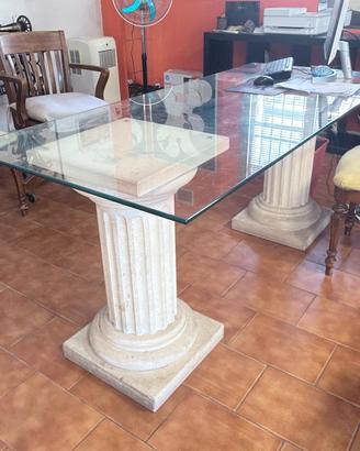 Tavolo in cristallo con 2 colonne classiche – 170