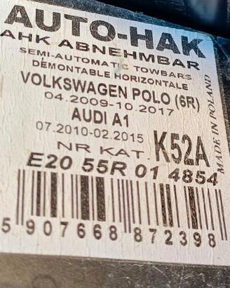 Gancio Traino per Volkswagen Polo / Audi A1