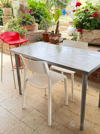 Set Pranzo Tavolo Moderno Cemento Grigio + 3 Sedie