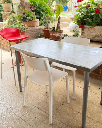 Set Pranzo Tavolo Moderno Cemento Grigio + 3 Sedie