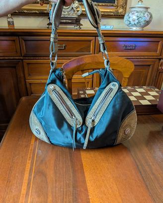 Borsa Borbonese vintage nylon nero e camoscio OP