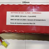 BATTERIA LITIO 36 VOLT – 6,76Ah - 243WATTORA