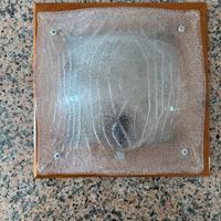 Lampada - plafoniera da muro in vetro e legno