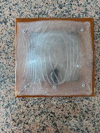 Lampada - plafoniera da muro in vetro e legno