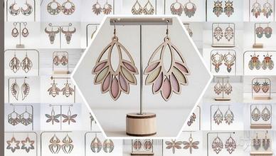 ORECCHINI artigianali in legno colorati a mano