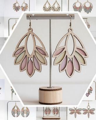 ORECCHINI artigianali in legno colorati a mano