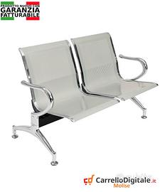 Panca per sala dattesa 2 posti in acciaioSilver