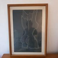 quadro gessetto pastello su sfondo nero ani 70/80