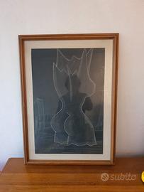 quadro gessetto pastello su sfondo nero ani 70/80