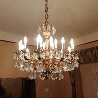 Lampadario classico in ottone e cristallo 12 luci